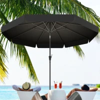 Outsunny 8.5 ft Outdoor Market Table Umbrella, Round Patio Umbrella with Tilt and Crank for Garden, Backyard, Deck, Black(m-8)