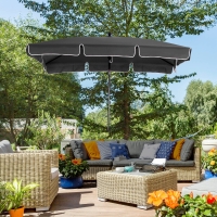Outsunny 6.5x4ft Rectangle Patio Umbrella Aluminum Tilt Adjustable Garden Parasol Sun Shade Outdoor Canopy Grey