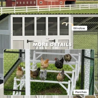 PawHut Large Chicken Coop for 10-15 Hens, Walk-in Outdoor Chicken House with Run, Nesting Box, Waterproof Roof, Perches(m-9)