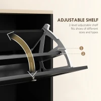 HOMCOM Modern Shoe Storage Cabinet with 3 Flip Drawers and Adjustable Shelves for 12-18 Pairs of Shoes, Black(m-5)