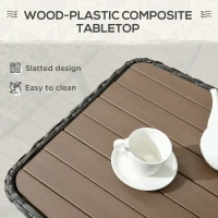 Outsunny Outdoor Patio PE Rattan Coffee Table with Storage Shelf, Wicker Side Table with Wood-Plastic Composite Top, Mixed Brown(m-4)