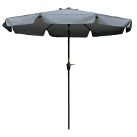 Outsunny 8.5 ft Outdoor Market Table Umbrella, Round Patio Umbrella with Tilt and Crank for Garden, Backyard, Deck, Dark Grey(m-2)
