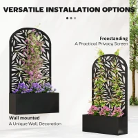 Outsunny Metal Garden Bed with Trellis for Climbing Plants, Freestanding or Wall Mounted Flower Bed for Garden, Patio, Balcony(m-5)