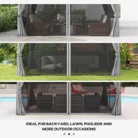 Outsunny 13' x 10' Patio Gazebo Canopy with 2-Tier Polyester Roof, Vented Mesh Sidewall & Strong Aluminum Frame, Medium Grey(m-7)