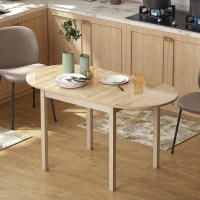 HOMCOM Solid Wood Kitchen Table, Drop Leaf Tables for Small Spaces, Folding Dining Table, Natural(m-9)
