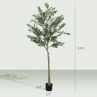 HOMCOM 6ft Artificial Olive Tree in Pot with Silk Leaves, Fruits, Faux Tree, Indoor Fake Plant for Home, Office, Living Room(m-3)