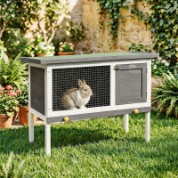 PawHut Wooden Rabbit Hutch, Guinea Pig Hutch with Asphalt Roof, Outdoor Elevated Bunny House for Rabbits, Chinchillas(m-10)