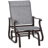 Outsunny Outdoor Glider Chair, Gliders for Outside Patio with Steel Frame and Mesh Fabric for Backyard, Garden, and Porch, Gray(m-1)