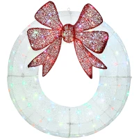 Outsunny 36 Inch Lighted Wreath Decoration with Dual Color LED, Christmas Wreath with Daily Timer, Remote for Indoor Outdoor(m-1)
