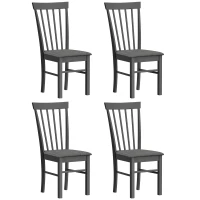 HOMCOM Wooden Dining Chairs Set of 4, Farmhouse Upholstered Kitchen Chairs with Rubber Wood Frame, Black and Gray(m-2)