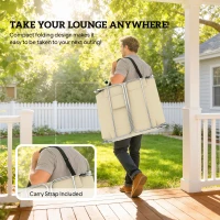 Outsunny 2 Tanning Chairs with Face Hole, 5-Level Adjustable Outdoor Chaise Lounge Chair with Pillow for Beach, Pool, Beige(m-7)