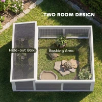 PawHut Tortoise Habitat Openable Top Wooden Tortoise Enclosure Run Area and Clear Window Dark Gray(m-4)