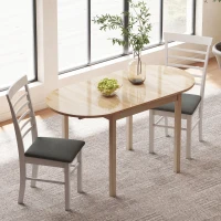 HOMCOM Solid Wood Kitchen Table, Drop Leaf Tables for Small Spaces, Folding Dining Table, Natural(m-1)