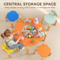 Qaba 5 Piece Kids Table and Chairs Set, Toddler Table and Chair Set with Built-in Storage, for Nursery, Living Room, Playroom(m-5)