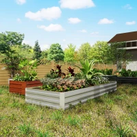 Outsunny 95" x 36" x 12" Galvanized Raised Garden Bed, Easy DIY and Cleaning for Growing Flowers, Herbs, Succulents, Silver(m-7)