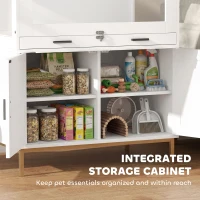 PawHut Hamster Cage with Storage Cabinet, Small Animal Cage with Pull Out Drawer and Acrylic Panels, 30" x 19.5" x 36"(m-7)