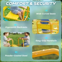 Qaba Teeter Totter Seesaw for Kids, 2 in 1 Metal Rocking Seesaw for Toddlers Age 3-8, Playground Equipment for Backyard(m-6)