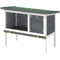 PawHut Wooden Rabbit Hutch, Guinea Pig Hutch with Asphalt Roof, Outdoor Elevated Bunny House for Rabbits, Chinchillas(m-1)