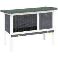 PawHut Wooden Rabbit Hutch, Guinea Pig Hutch with Asphalt Roof, Outdoor Elevated Bunny House for Rabbits, Chinchillas(m-11)