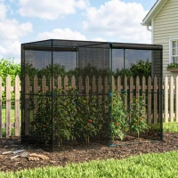 Outsunny 8' x 4' x 6' Crop Cage, Plant Protection Tent with Zippered Doors for Vegetable Garden, Backyard, Black(m-10)
