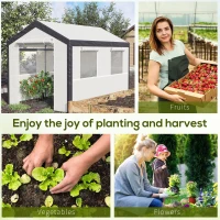 Outsunny 10' x 7' x 7' Greenhouse, Walk-in Outdoor Tunnel Green House with PE Cover, Steel Frame, 2 Roll-Up Zipper Doors & 4 Windows for Flowers, Vegetables, Tropical Plants, White(m-7)