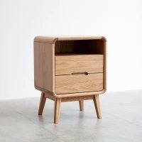 Solid Nightstand with Open Shelf & Cable Management Hole, Modern Bedside Cabinet for Compact Rooms, 16.5″ L x 13.5″ W x 23″ H, Natural(m-9)