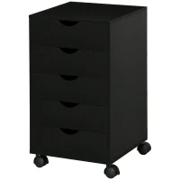 HOMCOM File Cabinet with 5 Drawer Wheels, 15.7" x 15.7" x 26.4", Black(m-2)