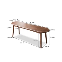 Durable Dining Bench with Half-Round End Design, Versatile Wood Bench for Entryway or Kitchen, 47″ L x 12″ W x 16″ H, Walnut(m-3)