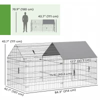 PawHut Metal Chicken Coop, Large Chicken Run with Water-Resistant & Anti-UV Cover for 2-3 Hens, Outdoor Hen House with 4 Doors(m-3)