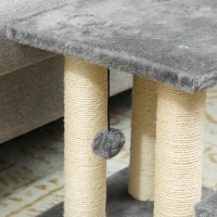 PawHut Cat Stairs with 2 Sisal Scratching Post for High Bed Couch, Adjustable 3-Tier Pet Stairs, White & Grey(m-9)