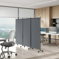 Outsunny Folding Room Divider with Castor Wheels, Rolling Privacy Screen for Home Office Bedroom, 6ft Tall(m-10)
