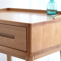 Compact Makeup Vanity Table with Storage Drawer, Assembled Nightstand with Desktop for Bedroom, 23.5″ L x 15.5″ W x 30.5″ H, Oak(m-5)