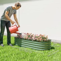 Outsunny 4.9 x 2 x 1ft Galvanized Raised Garden Bed Kit, Metal Planter Box with Safety Edging, Green(m-3)