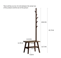 Solid Shoe Bench with Coat Rack and Solid Oak Construction, Modern Hall Tree for Living Space, 31.5″ L x 13.5″ W x 65.5″ H, Walnut(m-3)