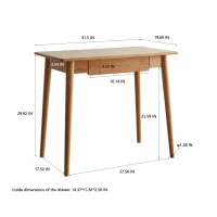 Sturdy Computer Desk with FAS-Grade Oak and Anti-Scratch Finish, Slim Work Desk for Home Study, 31.5″ L x 19.5″ W x 30″ H, Oak(m-3)