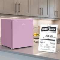 HOMCOM 1.1 Cu. Ft. Mini Freezer, Compact Upright Freezer with Reversible Door, Removable Shelf, Adjustable Temperature, Pink(m-10)