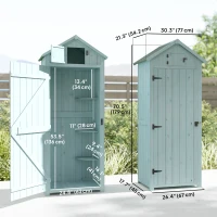 Outsunny 30" x 21" x 71" Garden Storage Shed, Outdoor Tool Utility Storage House  with 3 Tier Shelves and Roof, Blue(m-3)