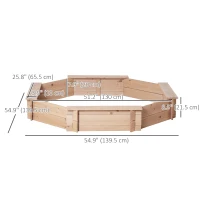 Outsunny Kids Sandbox with Cover, Wooden Sand Box with Seat, Outdoor Children Sand Pit for Backyard, Garden for Ages 3-8, Natural(m-3)