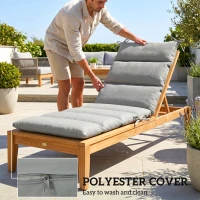 Outsunny Outdoor Lounge Chair Cushion with Zipper Reversible Chaise Lounge Cushion for Patio Indoor/Outdoor Dark Grey(m-7)
