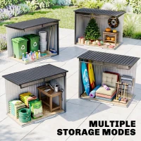 Outsunny 6.5x4FT Galvanised Metal Shed with Foundation Kit, Lockable Garden Tool Storage House with Sliding Doors, Vents, Grey(m-9)