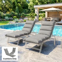Outsunny Outdoor Lounge Chair Cushion with Zipper Reversible Chaise Lounge Cushion for Patio Indoor/Outdoor Dark Grey(m-1)