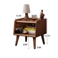 Durable European Beech Nightstand with Hardwax Oil Finish, Compact Storage Cabinet with Raised Edges, 13.5″ L x 15.5″ W x 15.5″ H, Natural(m-3)