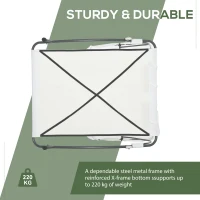 Outsunny Patio Double Chaise, Outdoor Lounge Bed with Canopy and Headrest Pillow, Portable Patio Sunbed Hammock Lounger, Cream White(m-6)