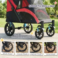 PawHut Foldable Pet Stroller for Large Dogs with Four Big Wheels, Shock-Absorbing Frame, Safety Leashes, Brakes, Black(m-10)