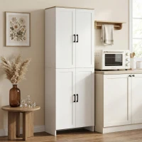 HOMCOM 67" 4-Door Kitchen Pantry Cabinet, Freestanding Storage Cabinet Cupboard with Adjustable Shelves, White(m-1)