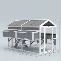 PawHut Wooden Chicken Coop, Outdoor Hen House with 2 Feeders, 2 Nesting Boxes, 2 Roosting Bars, Ramps, Waterproof Roof(m-3)