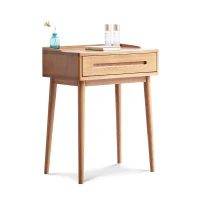 Compact Makeup Vanity Table with Storage Drawer, Assembled Nightstand with Desktop for Bedroom, 23.5″ L x 15.5″ W x 30.5″ H, Oak(m-2)