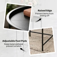 Outsunny 18" Outdoor Side Table with Removable Tray and Folding Legs, Indoor Outdoor for Balcony, Porch, Black(m-6)