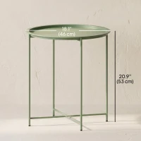 Outsunny 18" Outdoor Side Table with Removable Tray and Folding Legs, Indoor Outdoor for Balcony, Porch, Green(m-3)
