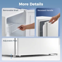 HOMCOM 1.1 Cu. Ft. Mini Freezer, Compact Upright Freezer with Reversible Door, Removable Shelf, Adjustable Temperature, White(m-9)